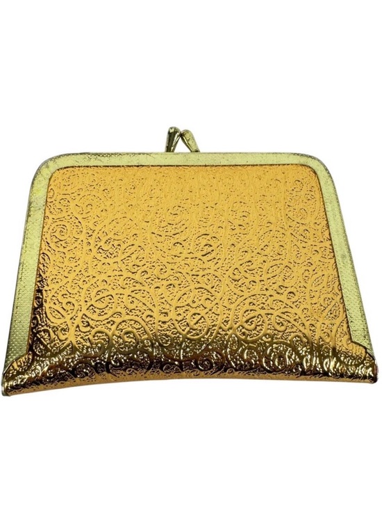 American Vintage Other - Vintage Travel Manicure Set Mirror Gold Tone Vinyl Kiss‎ Lock Clutch 4-Piece Set
